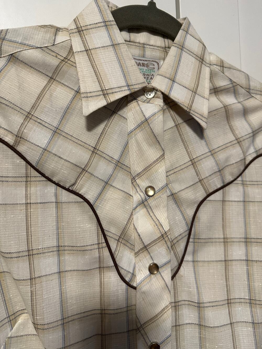 141. Vintage H Bar C plaid western shirt; size Small
